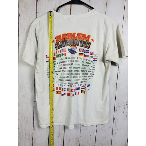 Harlem Globetrotters World Tour Shirt Size Large White Basketball Show Game VTG - Picture 6 of 10